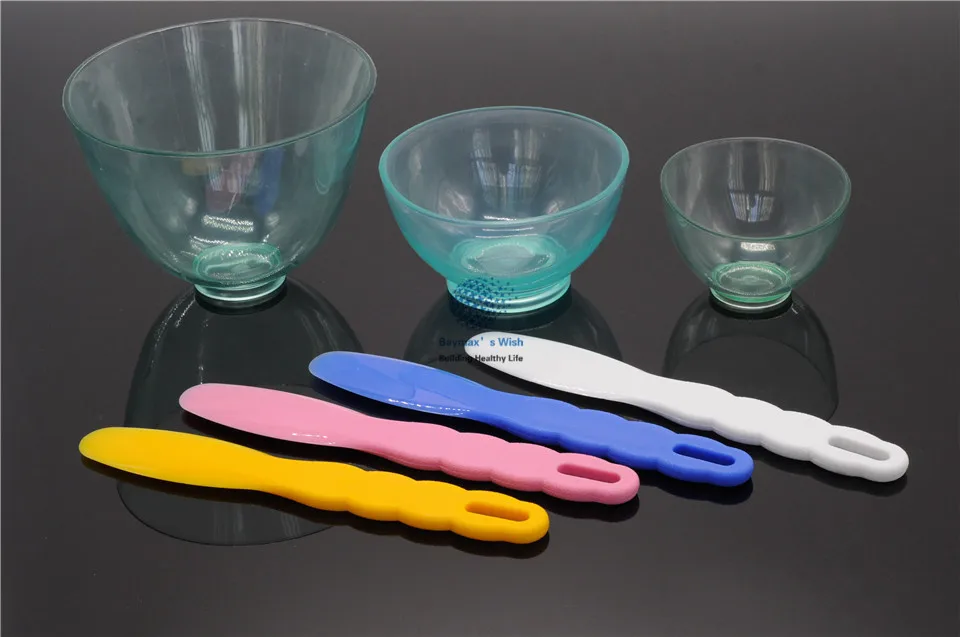 

New Brand 4 Spatulas Dental Lab supplies+3 pcs New Dental Lab Rubber Mixing Bowls