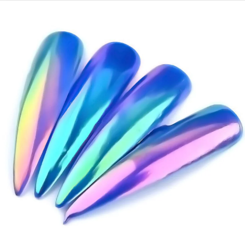 0,2 g/caja de unicornio camaleón clavo en polvo sirena Aurora iridiscente uñas polvo cromo pigmento DIY decoración de Arte de uñas