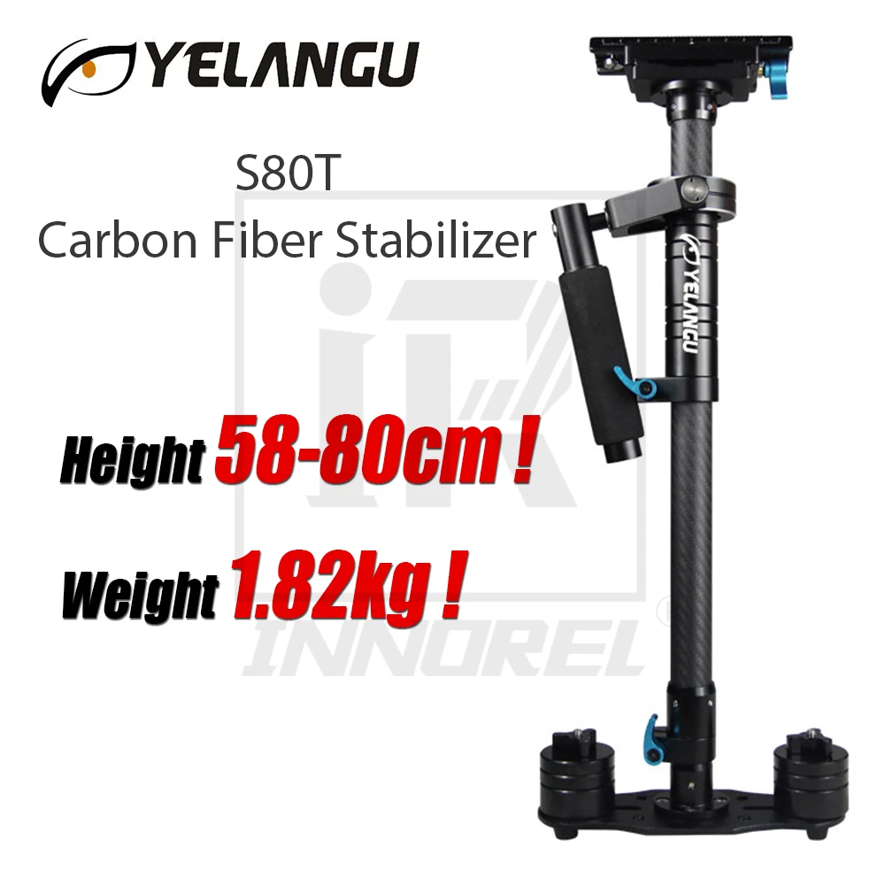

YELANGU S80T Professional Carbon Fiber Steadicam Handheld Stabilizer For DSLR Camera Video 58-80cm Height 1.82kg Weight CNC Tech
