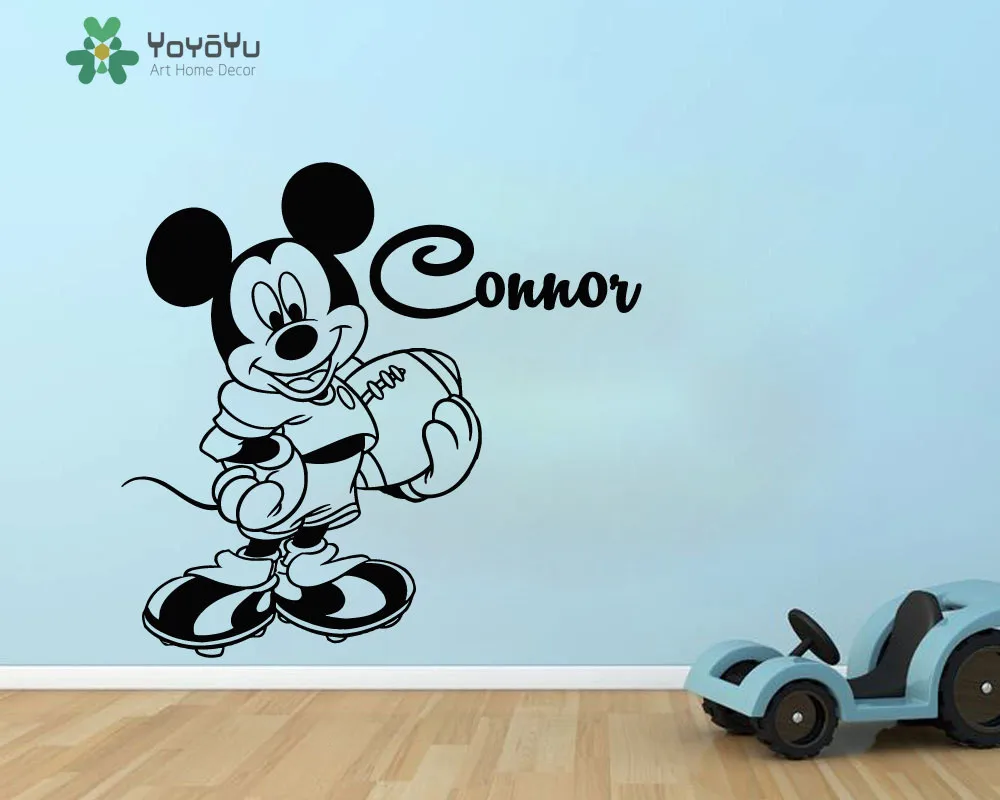 

Mickey Personalized Name Wall Decal For Kids Room Vinyl Wall Stickers Boys Baby Bedroom Name Decor Cartoon Animal Mural DIYSY129