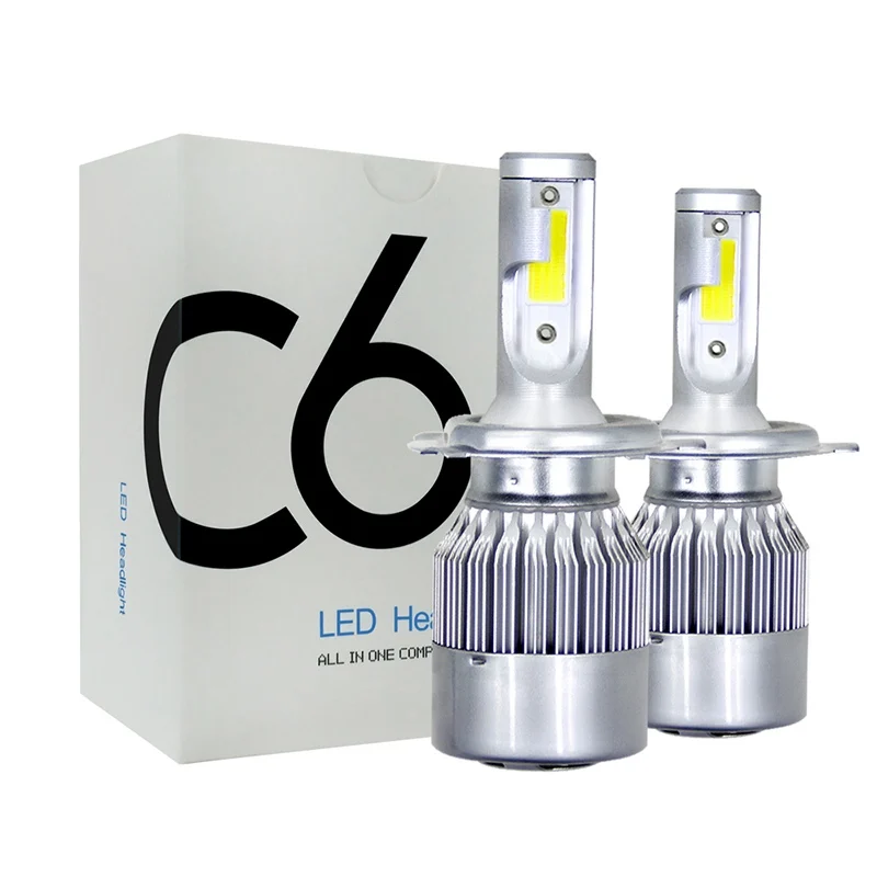 VicTsing 2pcs Auto C6 H4 LED Car Headlights 2018 Spotlights H4 COB LED Headlight Light Bulb 36W 6000K Lights Cool White          (3)