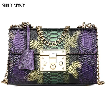

Fashion Girl Messenger Bag PU Leather Serpentine Square Chain Bags Luxury Women Bags Crossbody Handbag