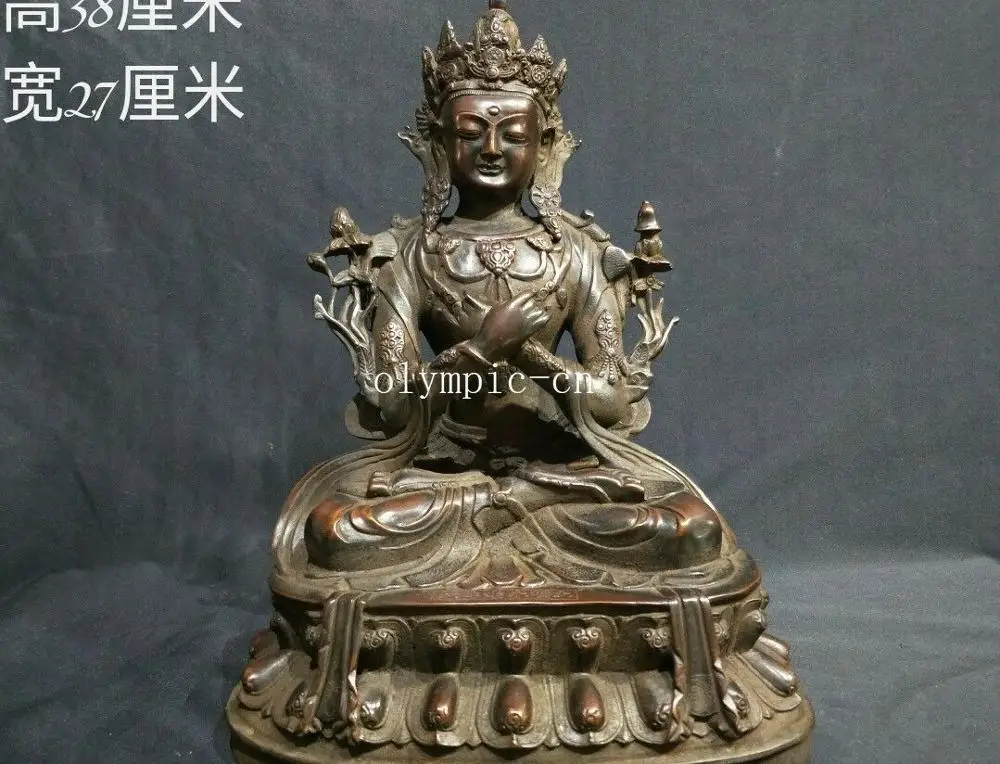15'' bronze red copper buddhism Guanyin Avalokitesvara Manjusri Bodhisattva | Дом и сад