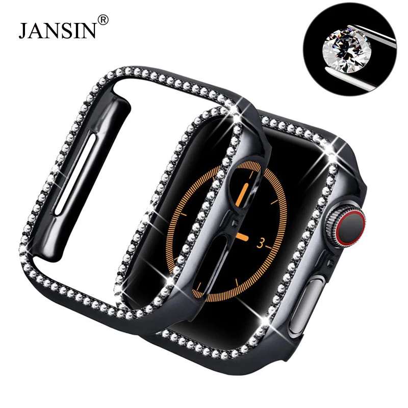 

New Diamond Watch Case For Apple Watch 38mm 42mm Series 3 2 1 Bling PC Protective Frame For Apple Watch 4 5 40mm 44mm Cover Case
