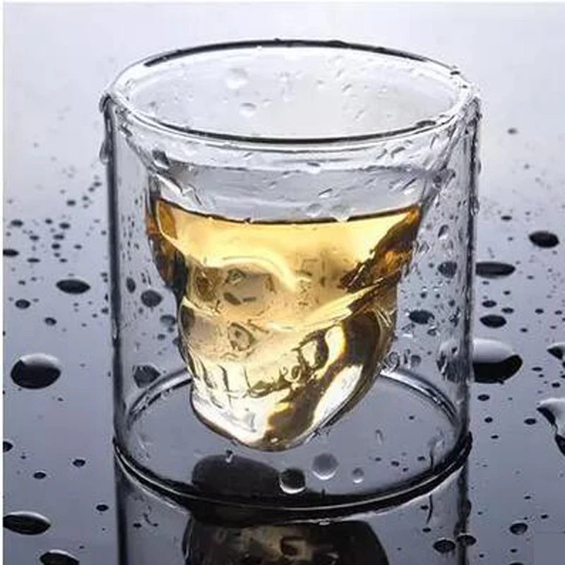 

crystal pirate skull glass heat - resistant double crystal clear cup