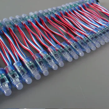 

18AWG wire DC12V 100pcs/string 12mm WS2811 digital full color RGB node addressable led pixel module light string;waterproof IP68