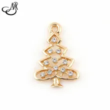 50pcs/lot Fashion Design Gold Alloy Crystal Christmas Tree Dangle Charm Pendant/Bracelet Accessories diy jewelry FA415