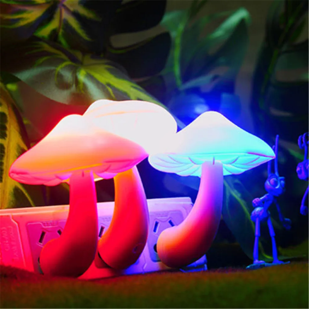 Colorful Energy Saving Mushroom LED Night Light Sensor Control Lamp Bedside Wall#20 71