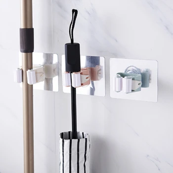 

20pcs/lot Wall Mounted Mop Holder Broom Hanger Umbrella Clip Adhesive No Punch Seamless Hook With Paint Protecting Wheels