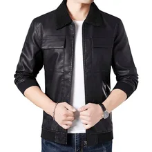 4XL мужские повседневные кожаные куртки сезона осень-весна, мужские Модные мотоциклетные кожаные куртки с флисовым воротником, мужские куртки размера плюс