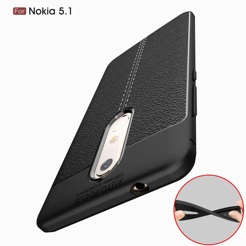 

Lichee Texture Coque Cover SFor Nokia 5.1 Case For Nokia 5.1 X5 Nokia5.1 Plus 5.1Plus TA-1109 TA 1109 2018 Back Coque Cover Case