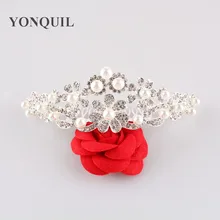Free Shipping Fashion Rhinestone Crystals Flower Tiara Crown For Bridal Women Wedding Hair Jewelry Accessories 3pcs