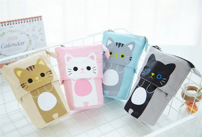 Kawaii grande capacidade retrátil lápis caso de