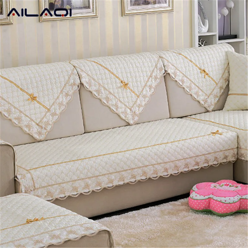 AILAQI Pastoral sofa mat modern cotton lace solid color four seasons