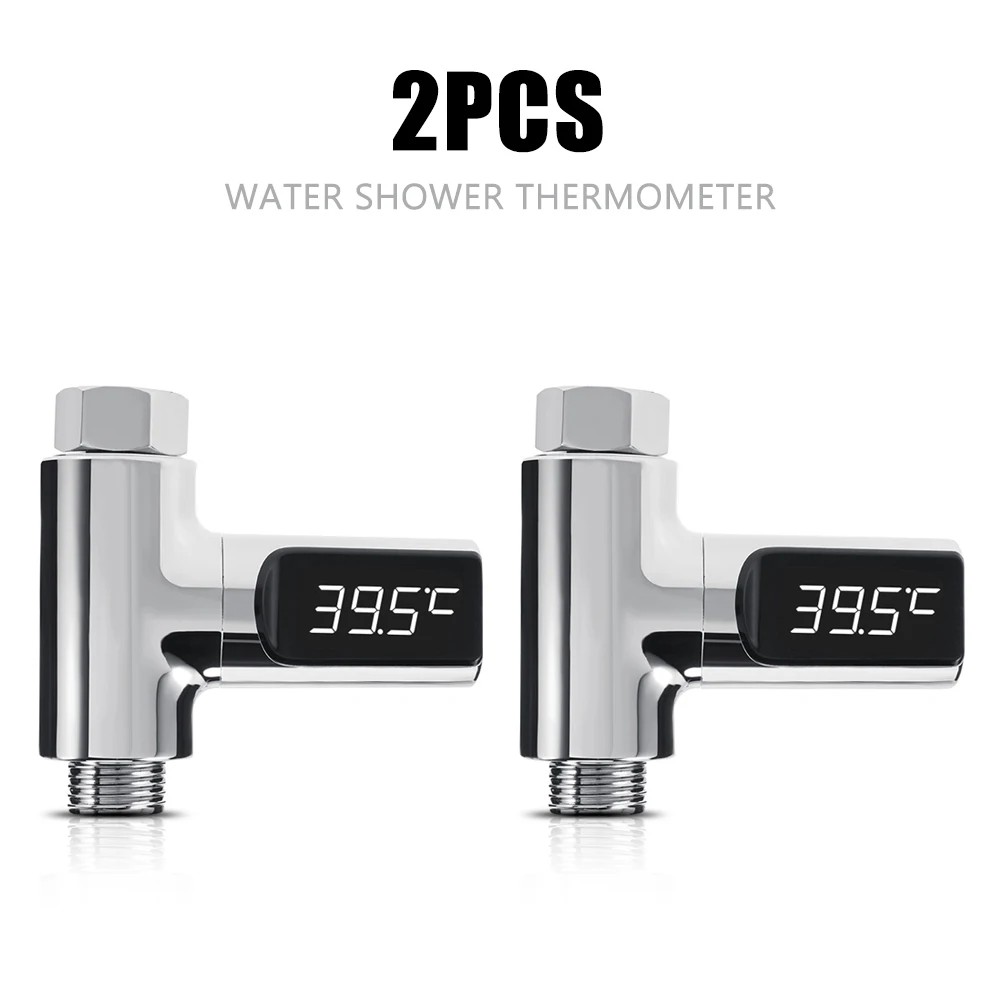 2PCS LED Display Home Water Shower Thermometer Flow Self-Generating Electricity Water Temperature Meter Monitor For Baby Care 2PCS LED Display Home Water Shower Thermometer Flow Self-Generating Electricity Water Temperature Meter Monitor For Baby Care