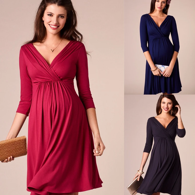 Беременных Для женщин V образным вырезом Обёрточная бумага платье для беременных фотографии реквизит Одежда