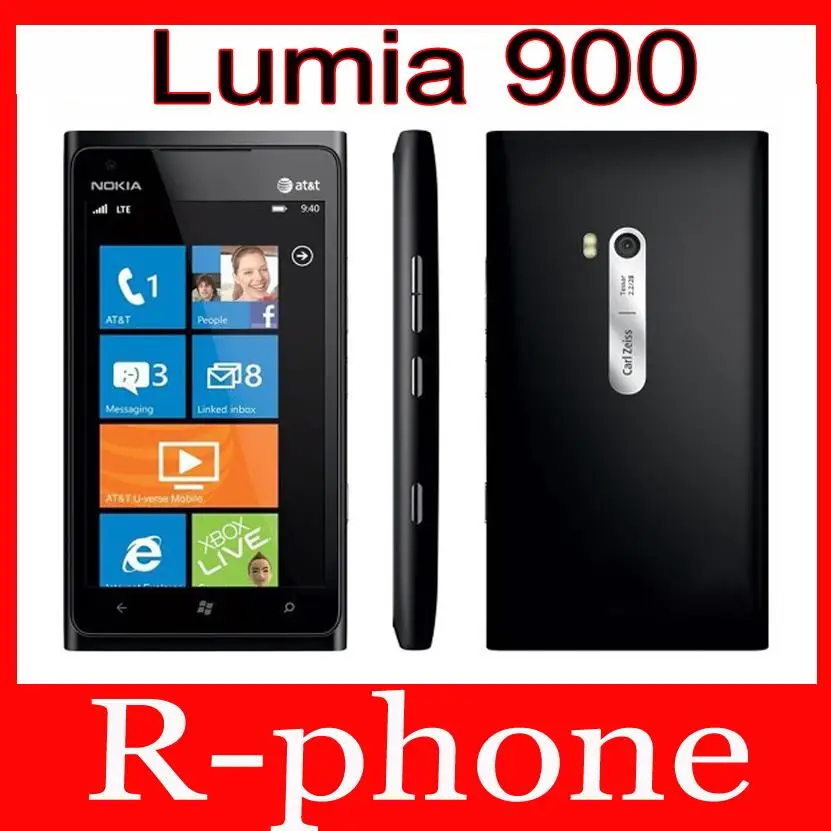 Отремонтированный NOKIA Lumia 900 мобильный телефон разблокирован Nokia 900 Windows Phone 3g Wifi 8MP