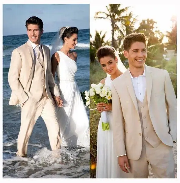 Новейший дизайн пальто брюки летние пляжные мужские костюмы для свадьбы цвета слоновой кости/белый льняные повседневные мужские костюмы 3