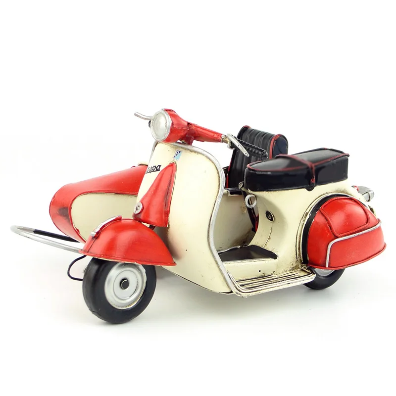 Горячая мини Vespa модель мотоцикла с коляской мотоцикл винтажный металлический красный зеленый мотоцикл игрушка безопасный HARLEY литье под давлением vespa коллекция моторов