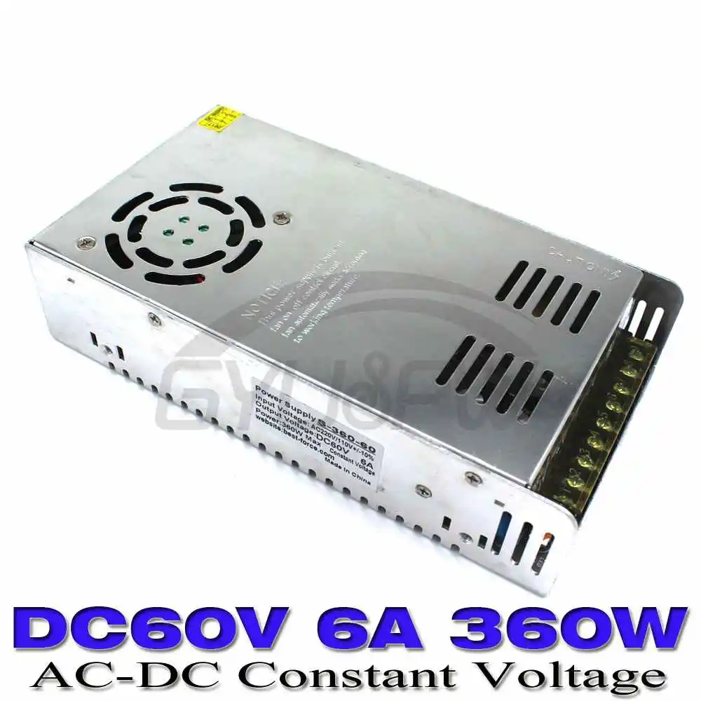 DC 60 V блок питания 6A 360 w светодиодный трансформатор драйвера 110 V 220 V AC к DC60v dc адаптер питания для полосы лампы CNC CCTV шаговый