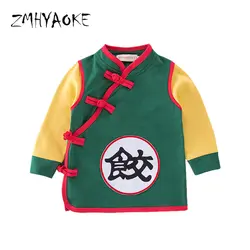 ZMHYAOKE 2018 Детская куртка на весну и осень в китайском стиле с длинными рукавами один дети Choses пальто для малышей Детская одежда