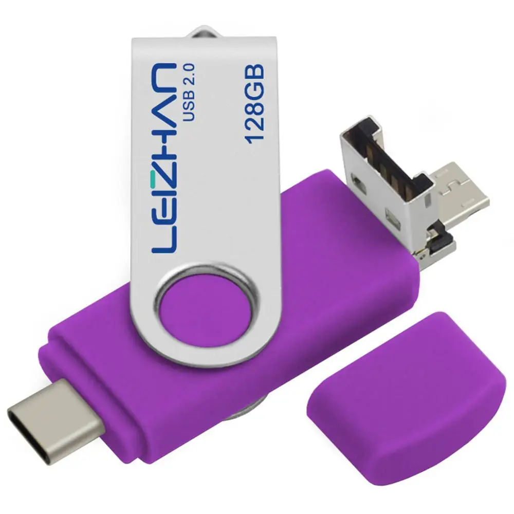 

LEIZHAN 3 in 1 OTG USB Flash Drive for android phone Samsung S10 S9 S8 S7 S5 Huawei P30 Pendrive USB C photo stick micro u disk
