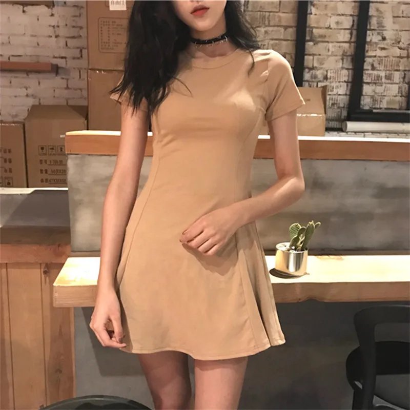 

Lychee Girls Elegant Short Sleeve Ruffles Summer Women Dress Sheath Solid Dress Causal A Line Dress Female