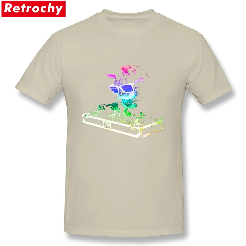 Летний неоновый дом Pussycat Радуга DJ Kitty светильник футболки для мужчин повседневная хлопковая футболка с коротким рукавом Печать для мужчин - Цвет: Natural