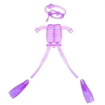 

Besegad Kids 1Set Purple Oxygen Tank Swimming Glasses Fins Flippers Diving Equipment Toy for Barbie Dolls Clothes Accessories
