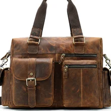 Ретро Многофункциональный мужской портфель из натуральной кожи, унисекс, Воловья кожа, для ноутбука, через плечо, сумка-мессенджер, деловая сумка D249