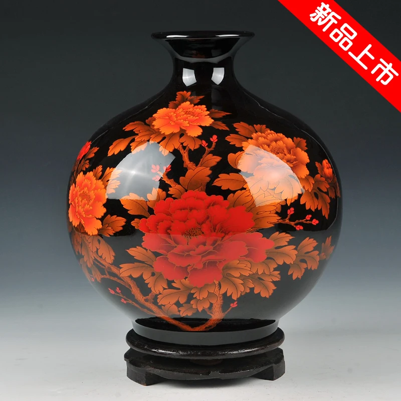 

Jingdezhen ceramics decoration of modern Chinese peony flower vase Home Furnishing fashion crystal decoration room