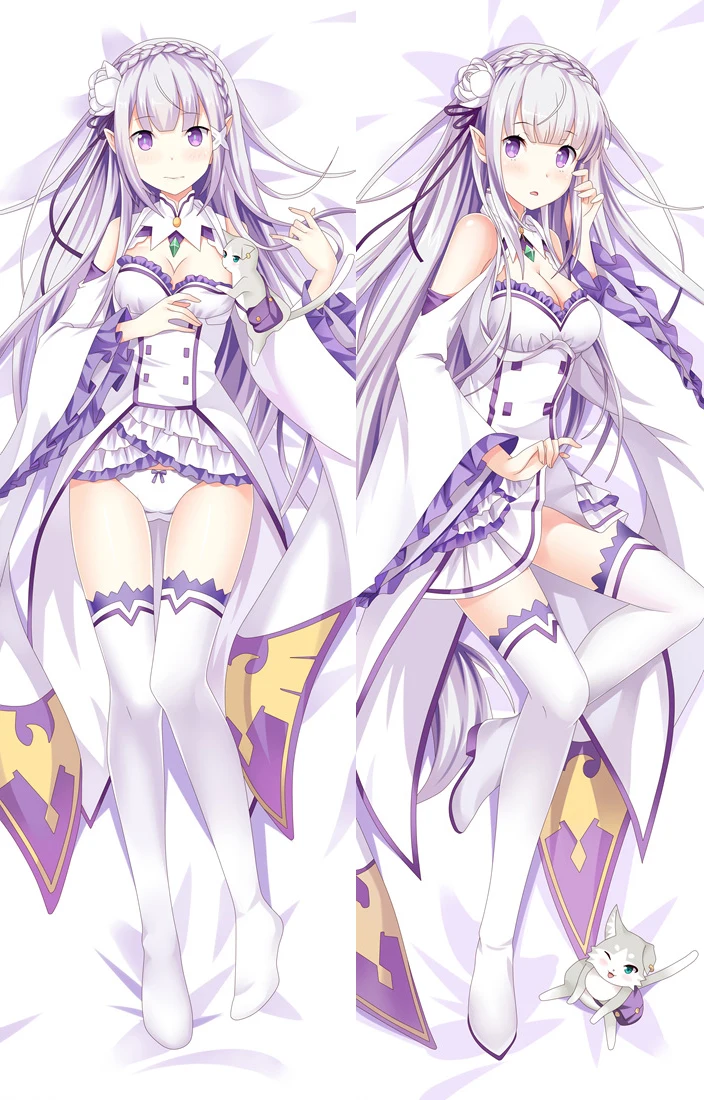 July update Anim Re Zero kara Hajimeru Isekai Seikatsu characters Emilia otaku Dakimakura pillow cover hugging body pillowcase