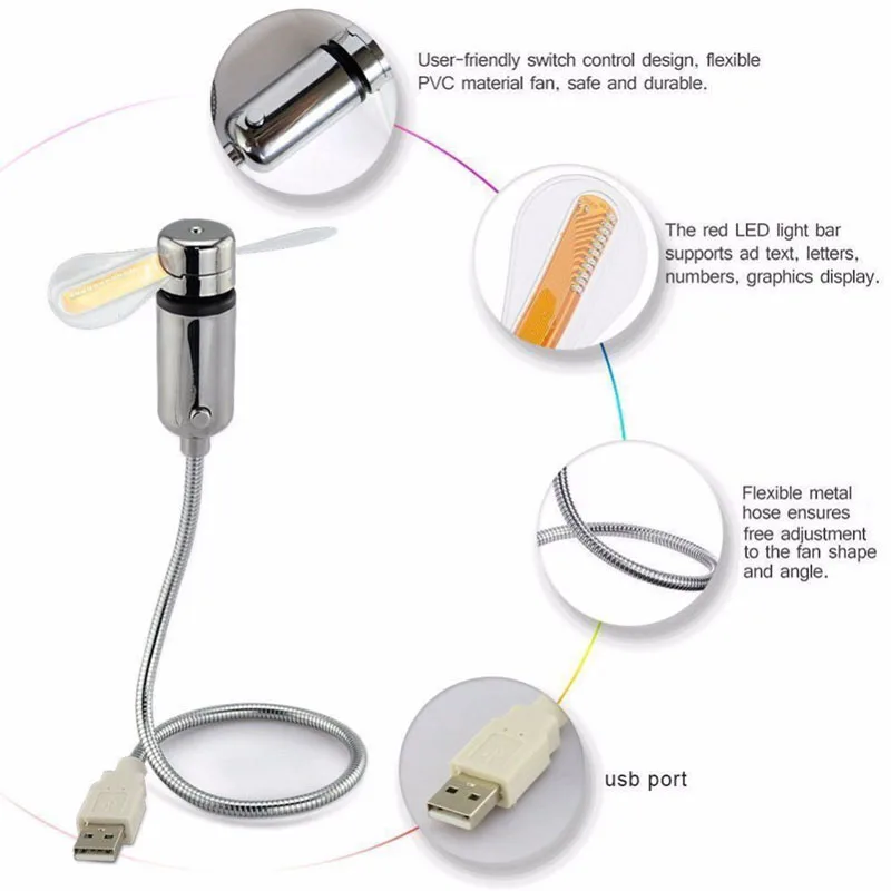 Креативные USB мини часы светодиодный светильник USB вентилятор время часы регулируемые настольные часы Портативный Гибкий крутой гаджет Отображение времени