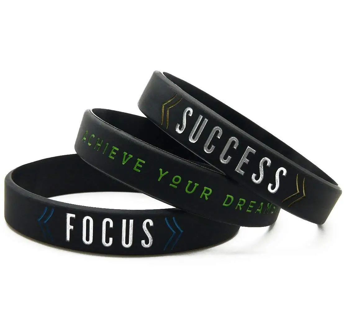 Customs Success Achieve Focus Motivational Silicone Wristbands with  Inspirational Messages Adult Unisex Size for Men Women Teens - AliExpress