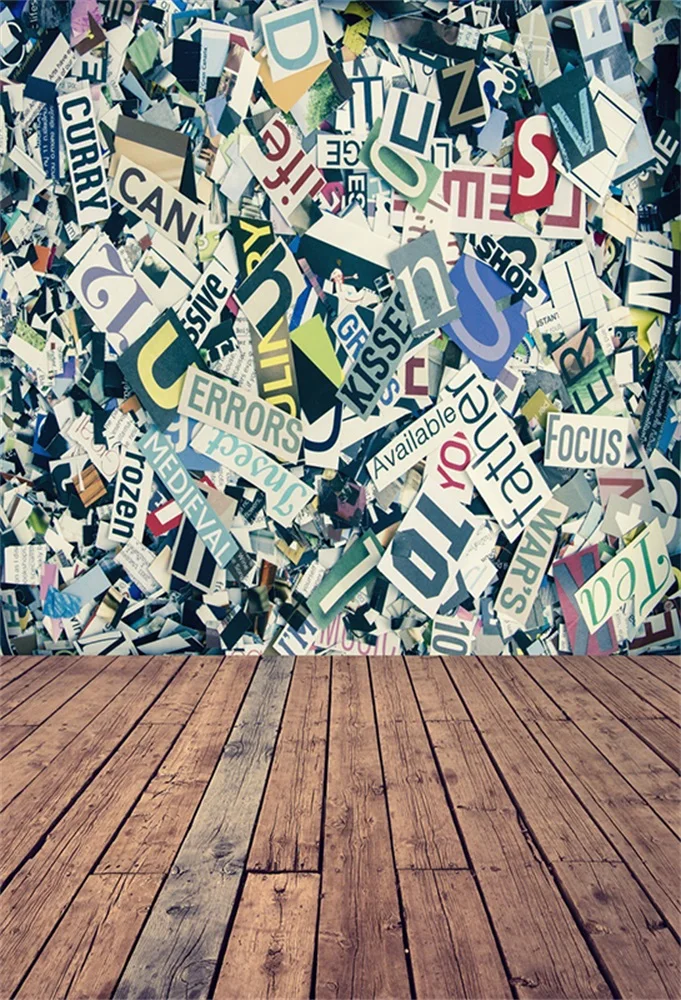 

Laeacco Word Paper Wall Wooden Flooring Photography Backgrounds Customized Photographic Backdrops For Photo Studio