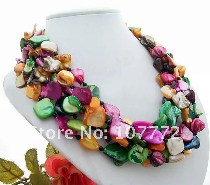 

6 strands Multi Color Shell Onyx Necklace