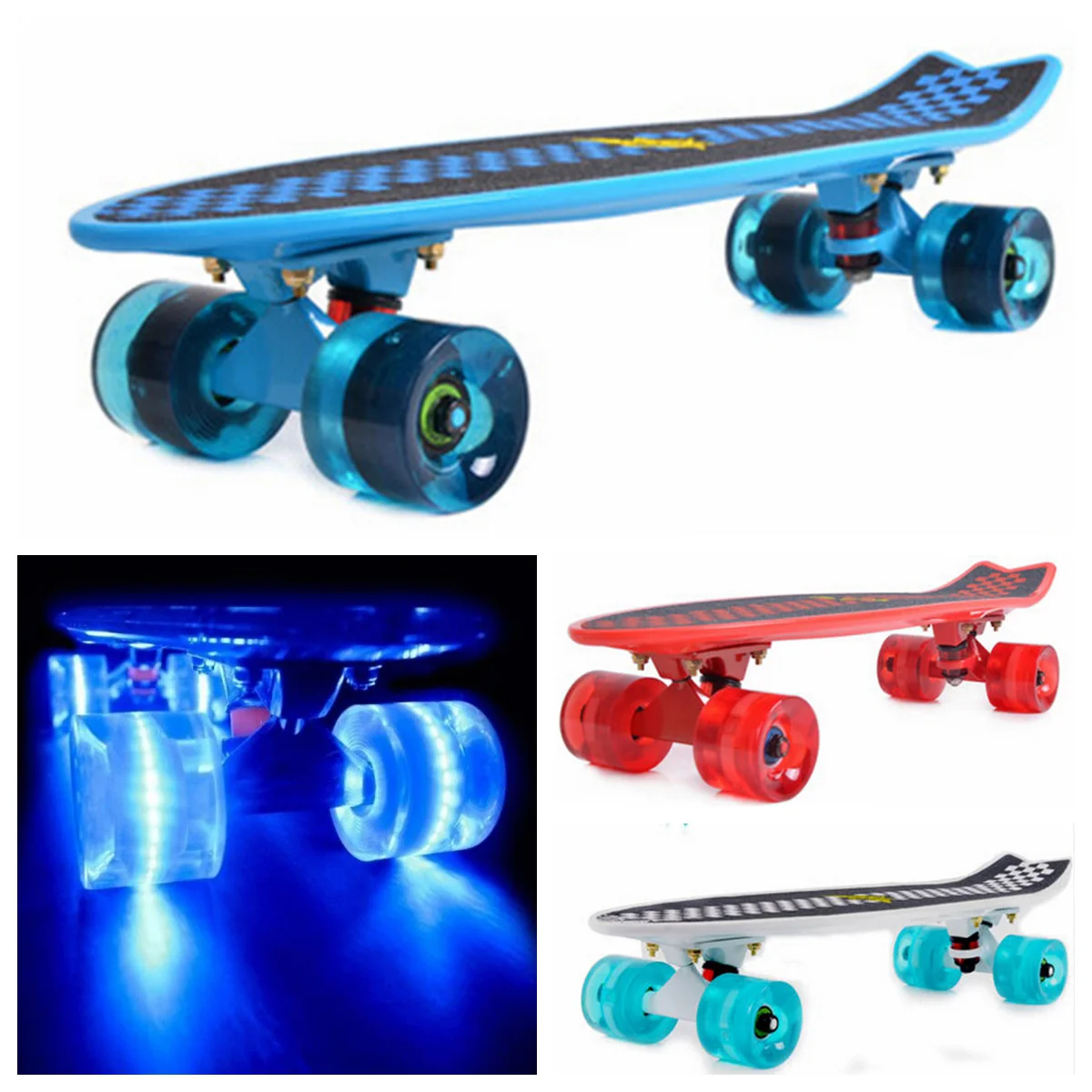 4PCS LED Light up Skateboard Wheels Longboard Cruiser Wheels Set ...