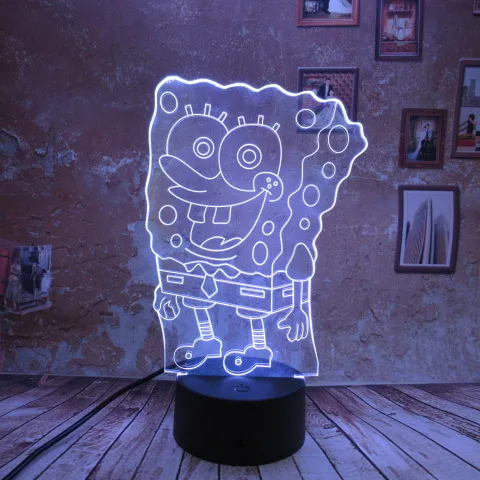 

Creative gift SpongeBob 3D night light LED touch color 7 color gradient kids bedroom night light table lamp birthday gifts