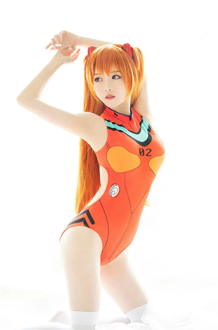 Cosplay&Ware [4]Sexy Anime Evangelion Eva Swimwear Backless Swimsuit One Piece Cosplay Costumes Sukumizu Asuka Ayanami Mari -Cosplay&Ware anime Shop