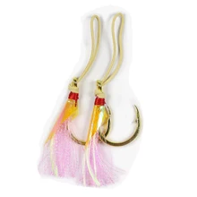 Bimoo 2 шт 13/0 золотого цвета ассистирует крючок с мишенкой для глубоководных джиговые крючки с 500LB линия тяжелый рыболовный крючок