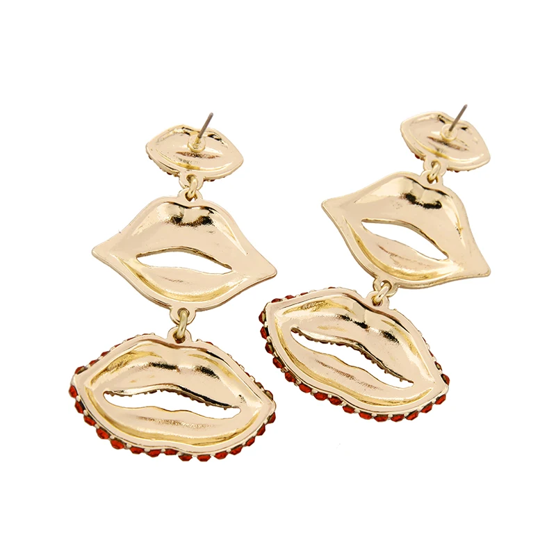 Круглые серьги подвески с эмалью в виде губ|earrings for|earrings reddropping earrings for women |