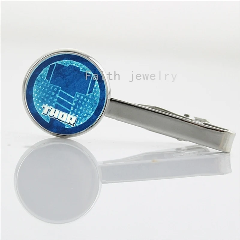 

2016 New Fashion Hammer Symbol Thor God of Thunder Glass Picture tie clip NS468