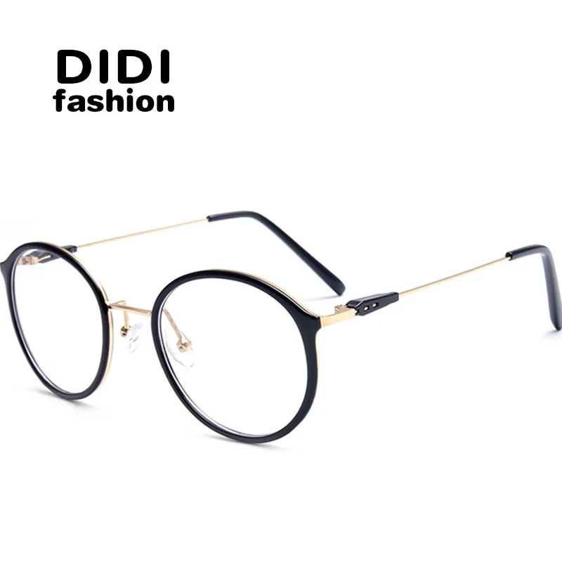 DIDI титановые леопардовые очки для ПК, унисекс, круглая металлическая оправа, очки, прозрачные оптические очки по рецепту, оправы Lunette U602 - Цвет оправы: C2 Black Frame