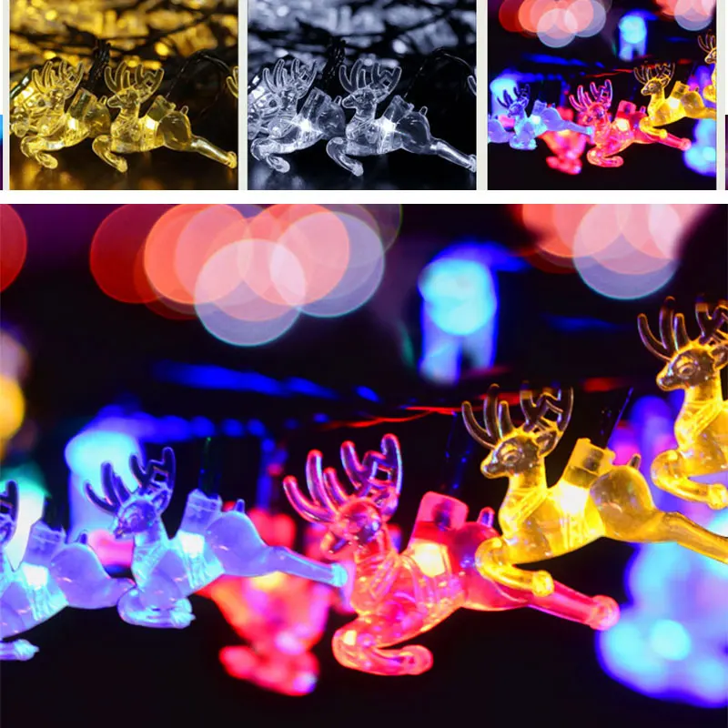 Christmas Lights 5M 20LEDs Sika Deer Solar string light Outdoor lighting garden string lights Panel Luces For Xmas New Year lamp