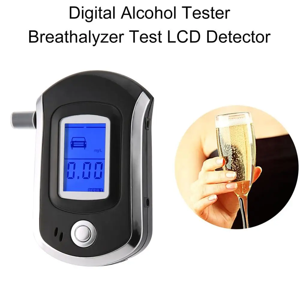 Цифровой алкотестер для дыхания ЖК-анализатор Алкотестер с 5 мундштук Высокая чувствительность Профессиональный быстрый отклик AT6000