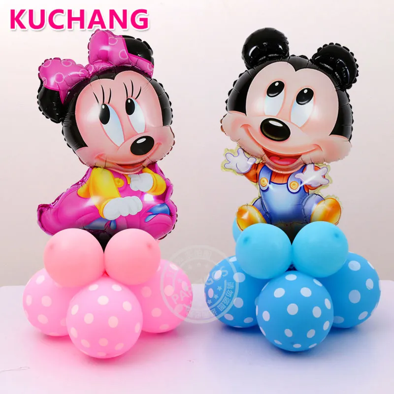 

12pcs/lot cute Minnie and Mickey mouse Foil upright Balloons Helium Cartoon mickey latex 2.8g Balloons for Party decorations