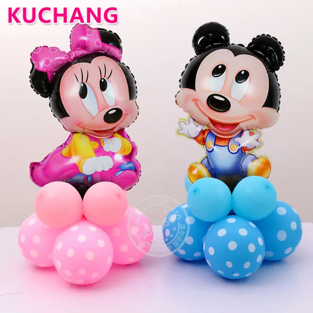 12pcs/lot cute Minnie and Mickey mouse Foil upright Balloons Helium Cartoon mickey latex 2.8g Balloons for Party decorations