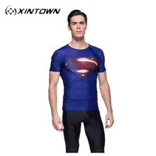 Running Cycling clothes XINTOWN Mountain Bike Cycling Jersey Short only Body Building Soccer Jersey Superman T-shirt