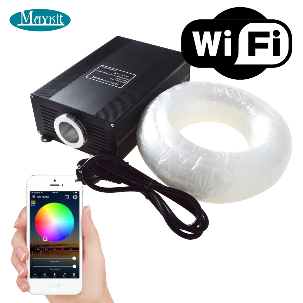  Maykit 45W WiFi Control smartphone APP RGB LED Fiber Optic Light with 1100 strand optical fiber at 