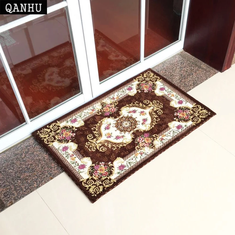 

QANHU Brand Europe Style Machine Jacquard Washable Carpet Bedside/Window Joyous Floor Mat Washable Anti-Slip Textile #D-01